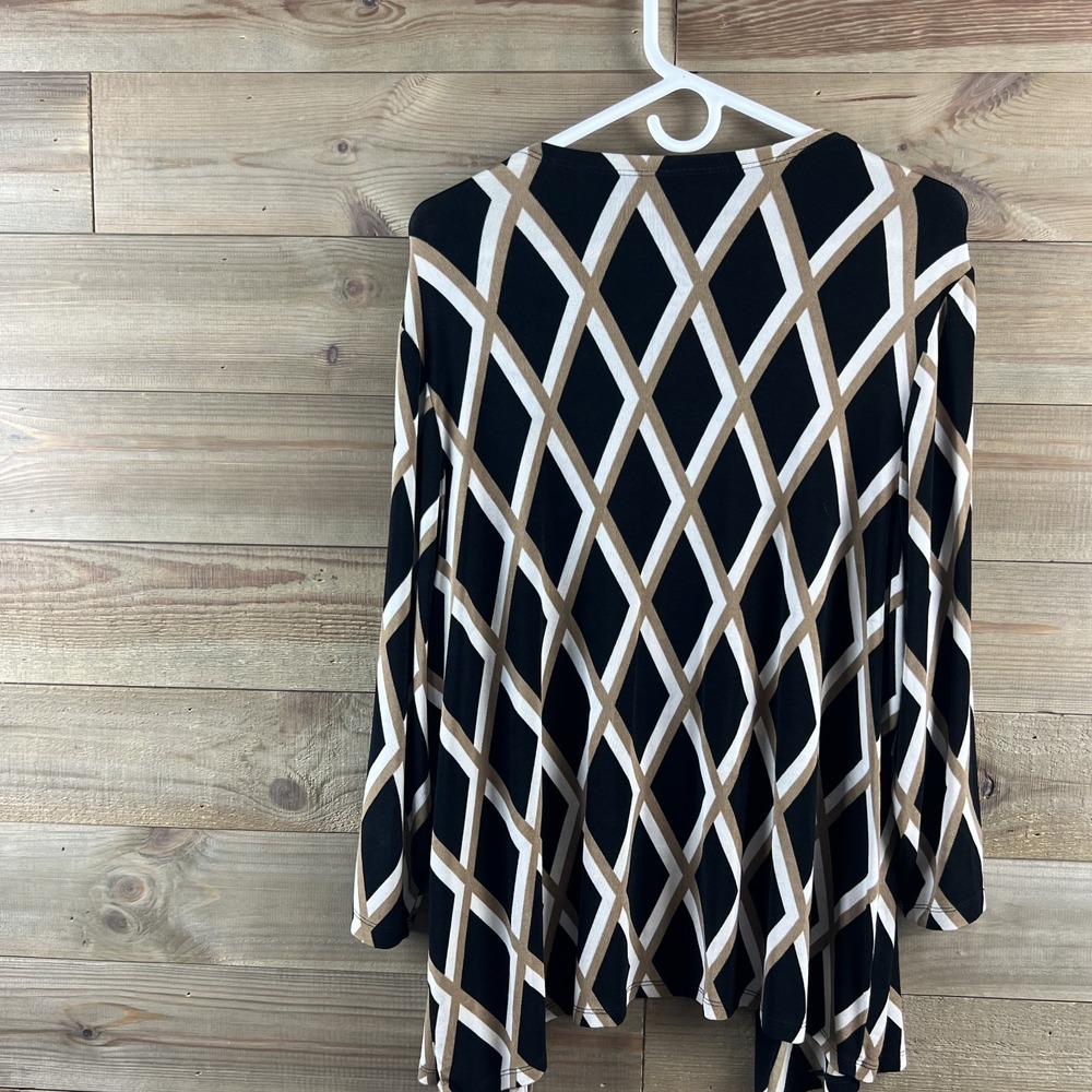 Chicos Travelers Womens Cardigan Open Front Slinky Geometric Career Size 3 XL‎ - Picture 5 of 7